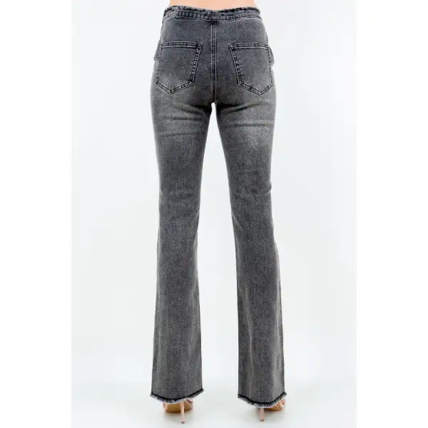Classic American Bazi V Cut Ruched Flare Pants