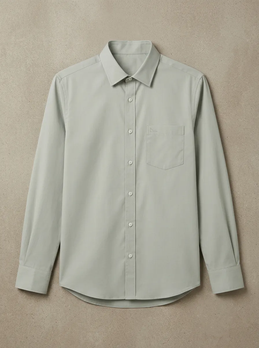 Men's Minimalist Geometric Logo Non-Iron Cotton Long Sleeve Shirt
