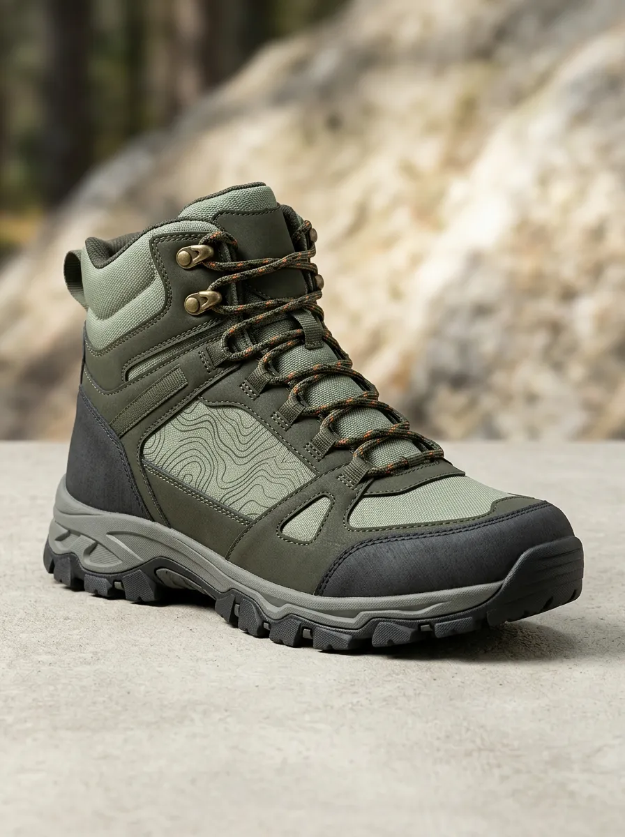 Unisex Outdoor Topographic Map Hiking Boots