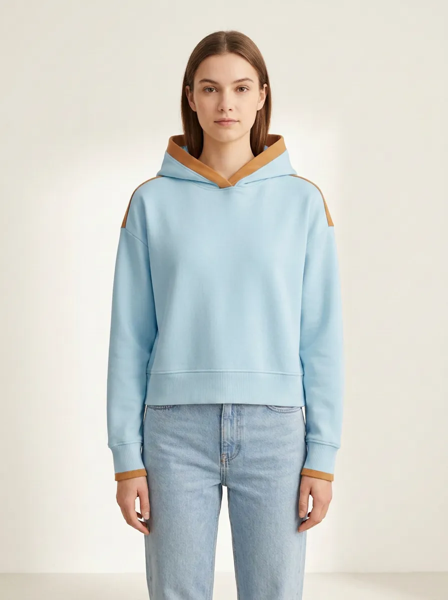Women's Contrast-Lined Drop-Shoulder Pocketless Hoodie