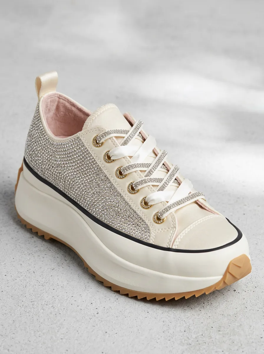 Low-Top Women's Rhinestone Platform Shoes