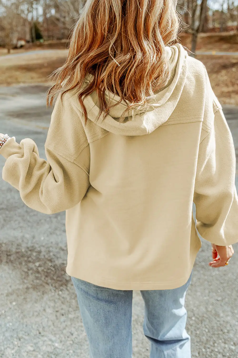 Flap Pocket Drawstring Hood Zip-Up Jacket