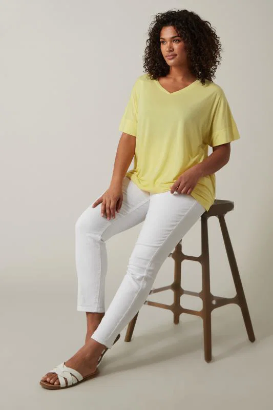 Yellow V-Neck Modal Rich T-Shirt detail 2