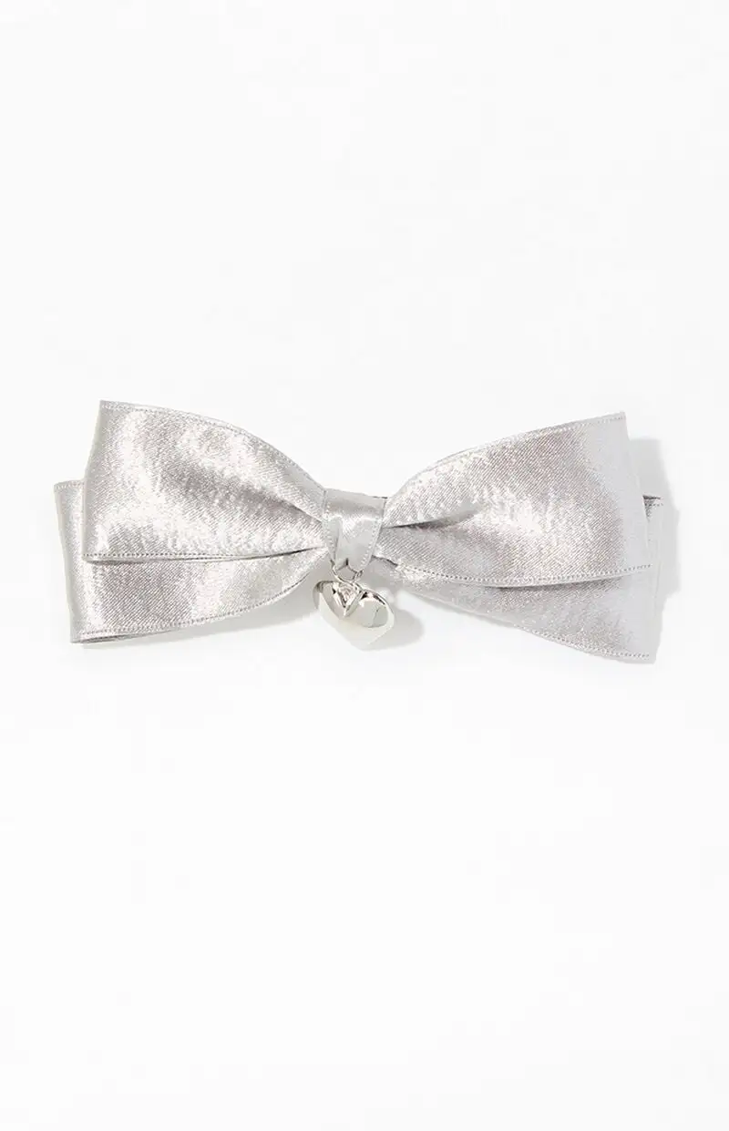LA Hearts Heart Charm Double Bow Barrette