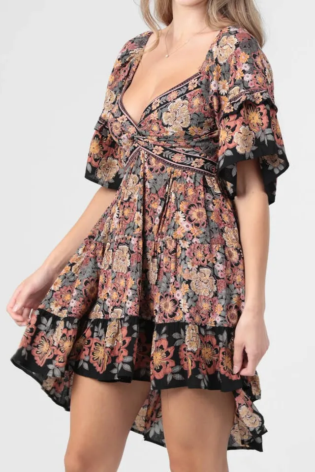 Twist Front V Neck Women's Casual Dress