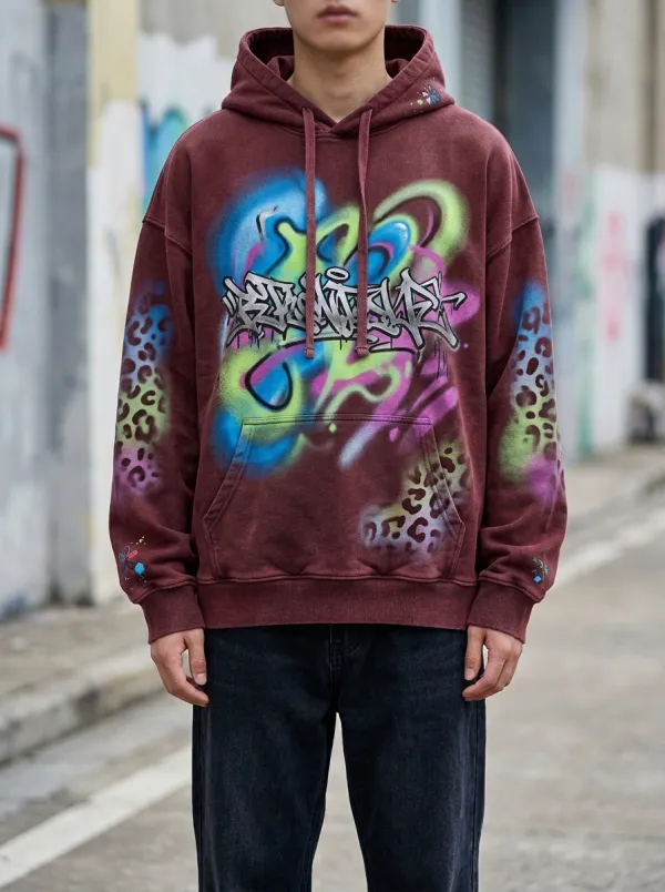 Unisex Graffiti Leopard Airbrush Hoodie