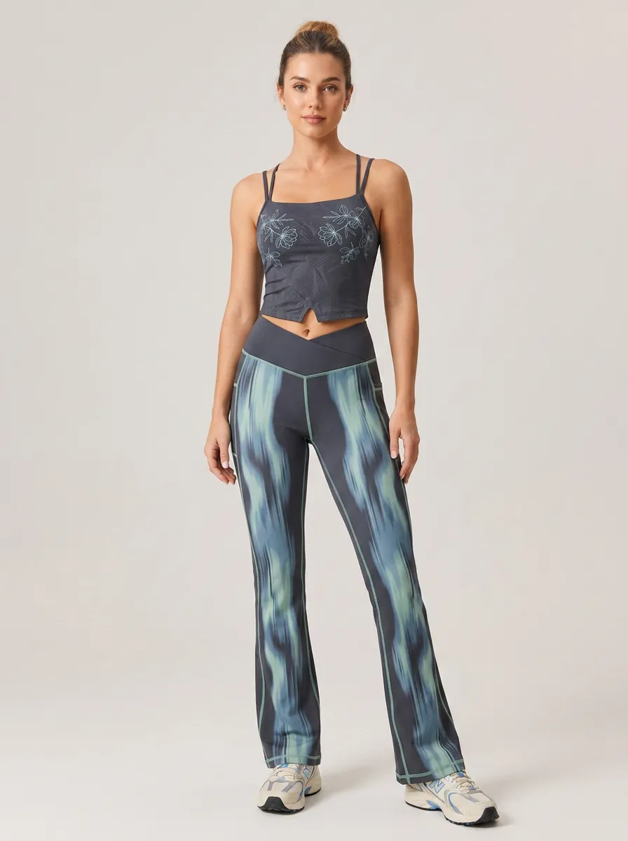 Women's Yoga Fitness Floral Abstract Printed Workout Set