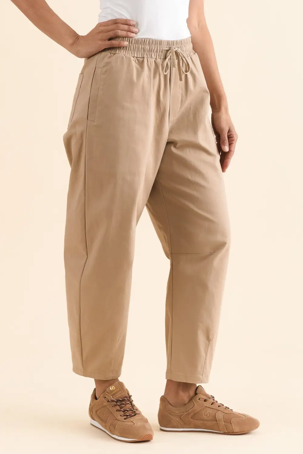 Barrel Leg Mid Rise Pants