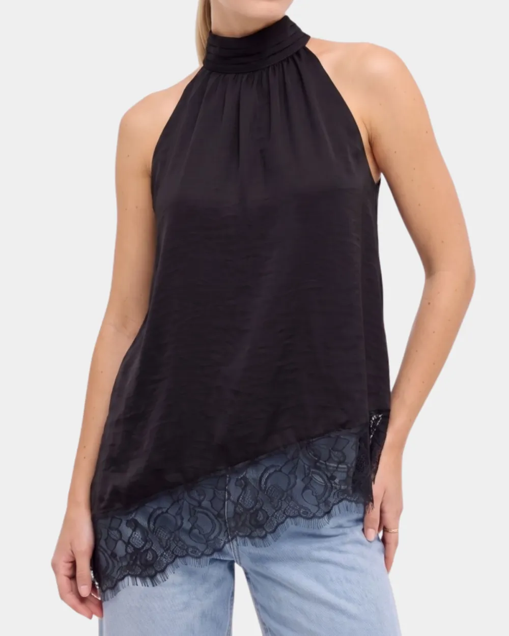 Asymmetrical Lace Halter Top