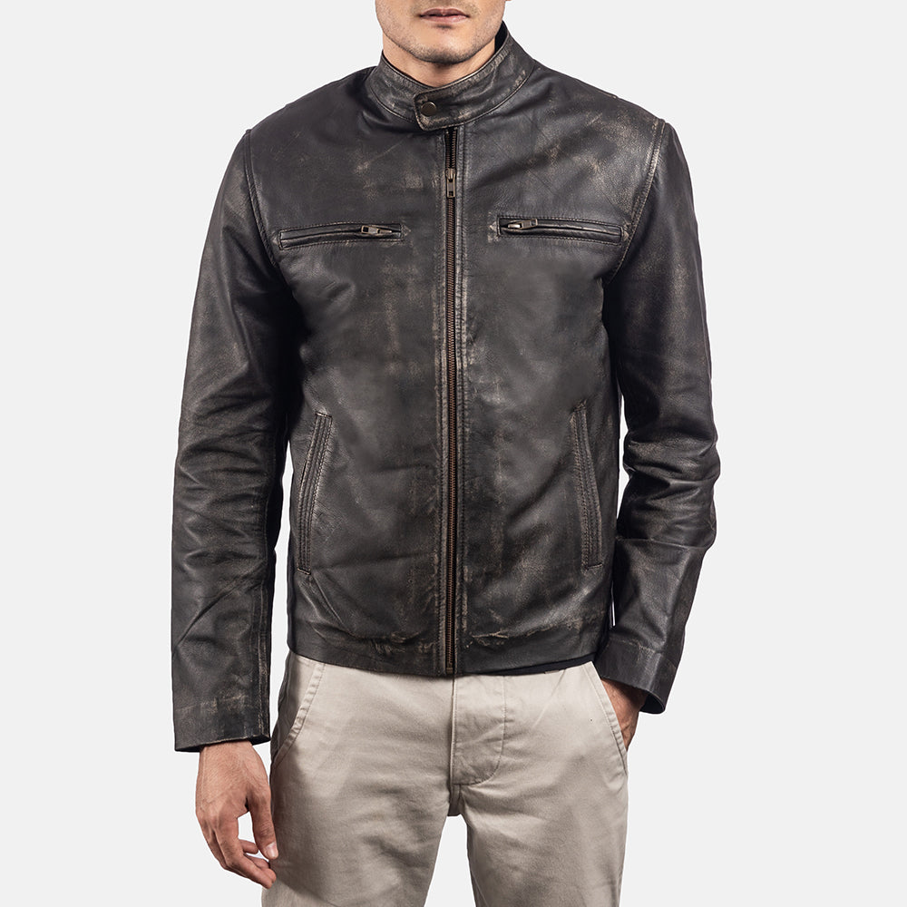 Men's Classic Field Style Biker Leather Jacket
