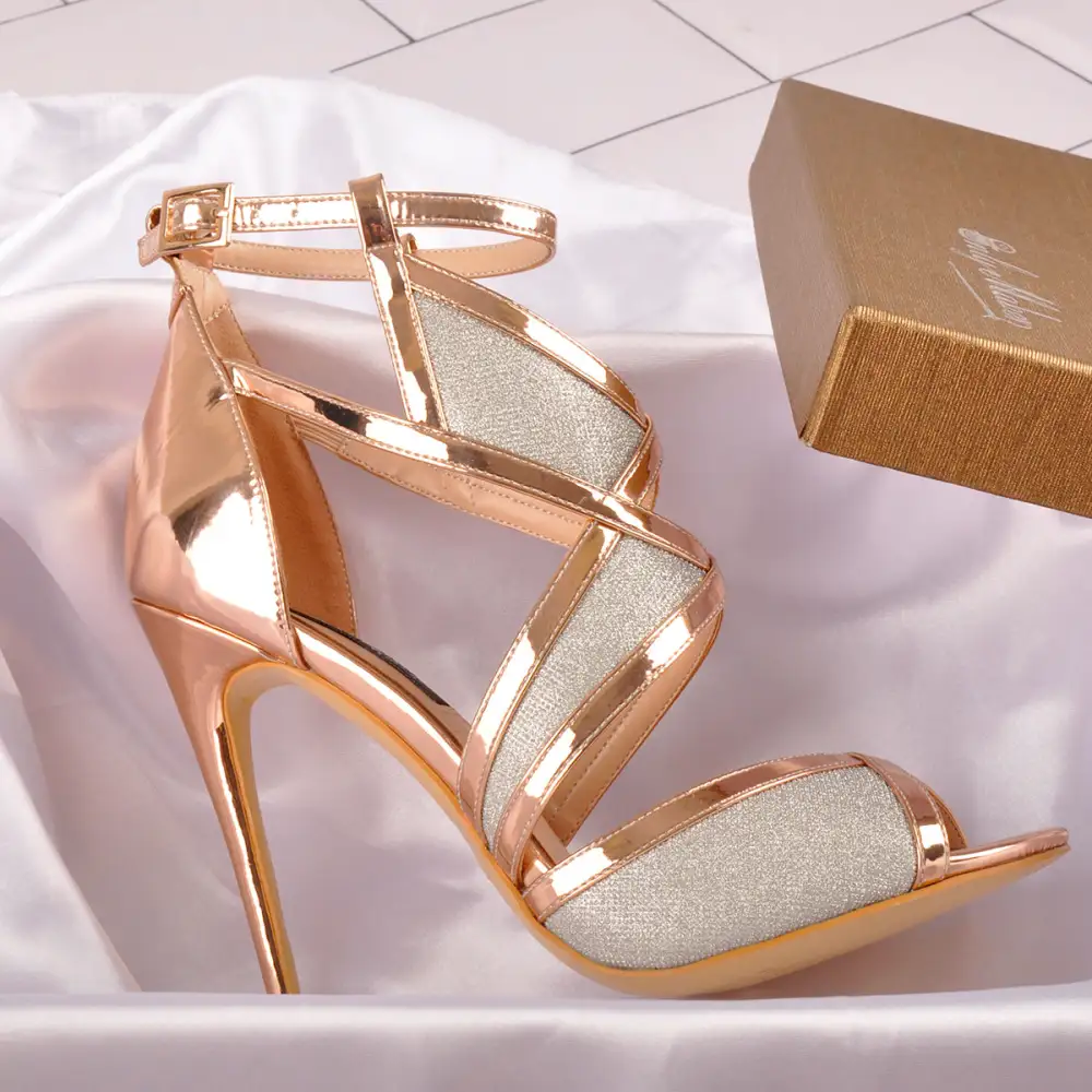 Metallic Luster Glitter Cut Out Sandals