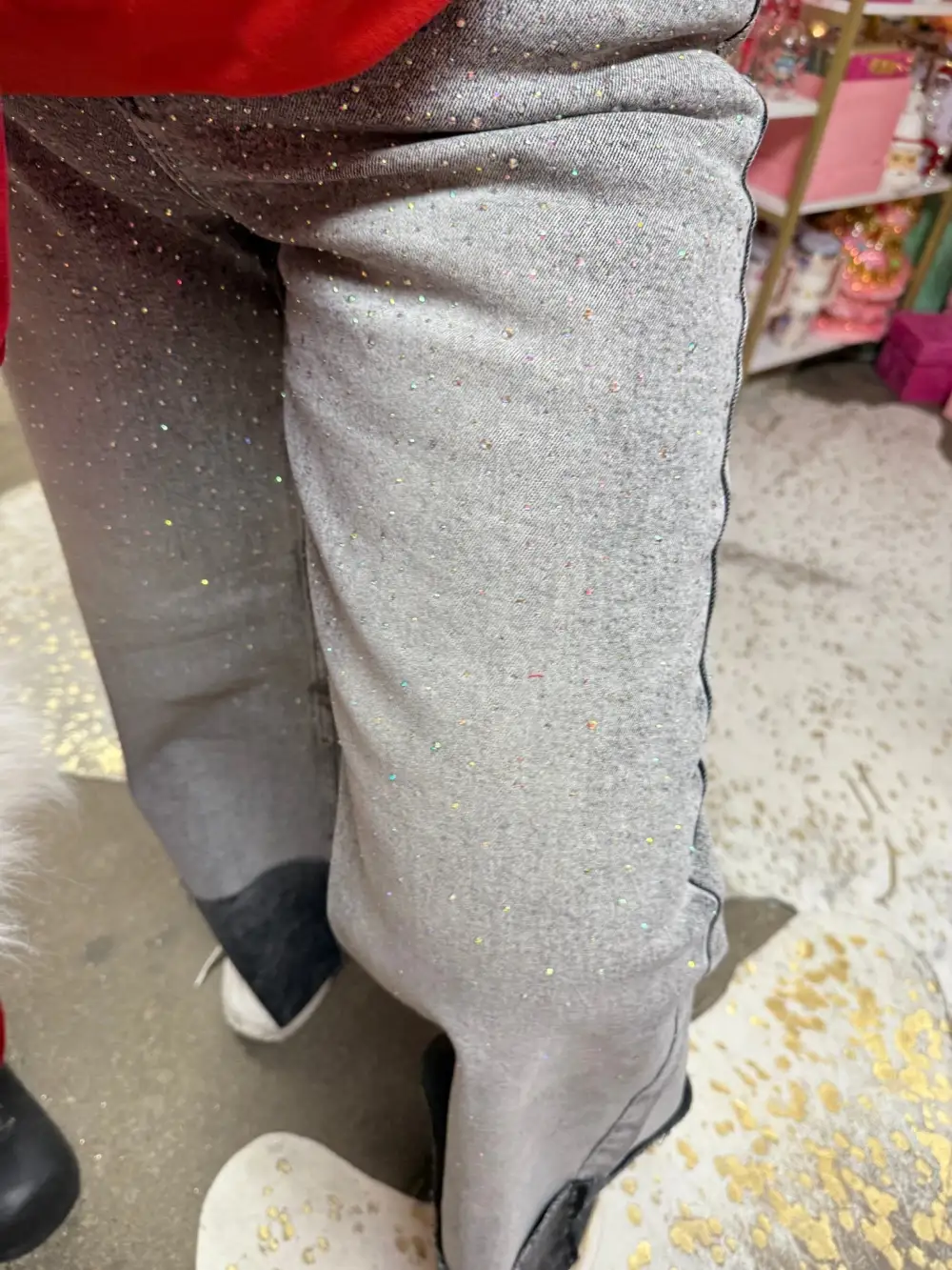 Rhinestone Cuff Wide Leg Jeans