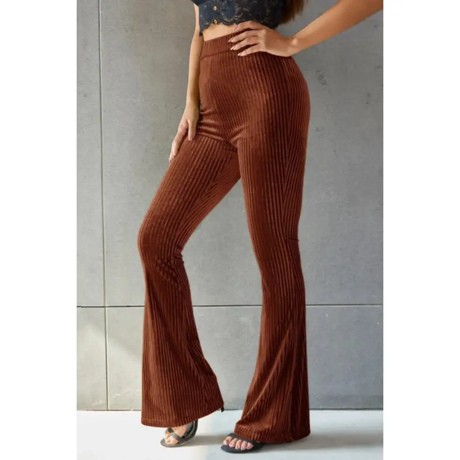 Ribbed High Waist Flare Pants