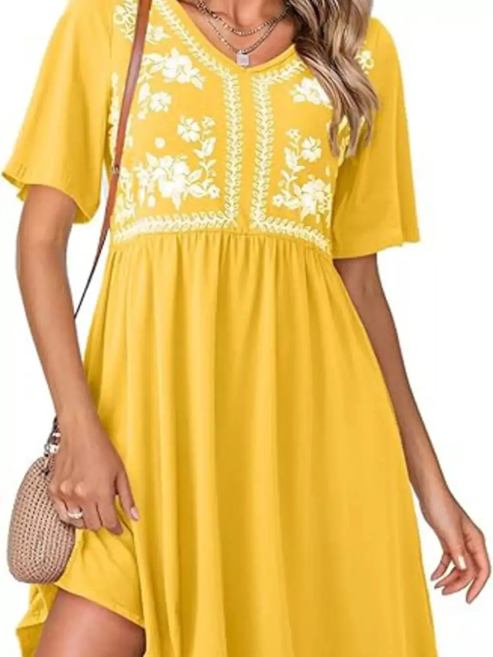 Floral V Neck Mini Dress
