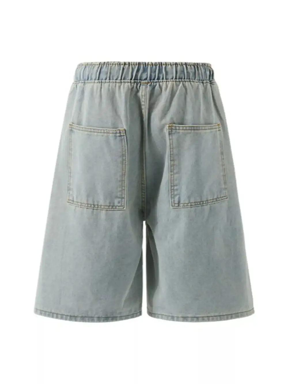 Drawstring Loose Fit Washed Denim Shorts