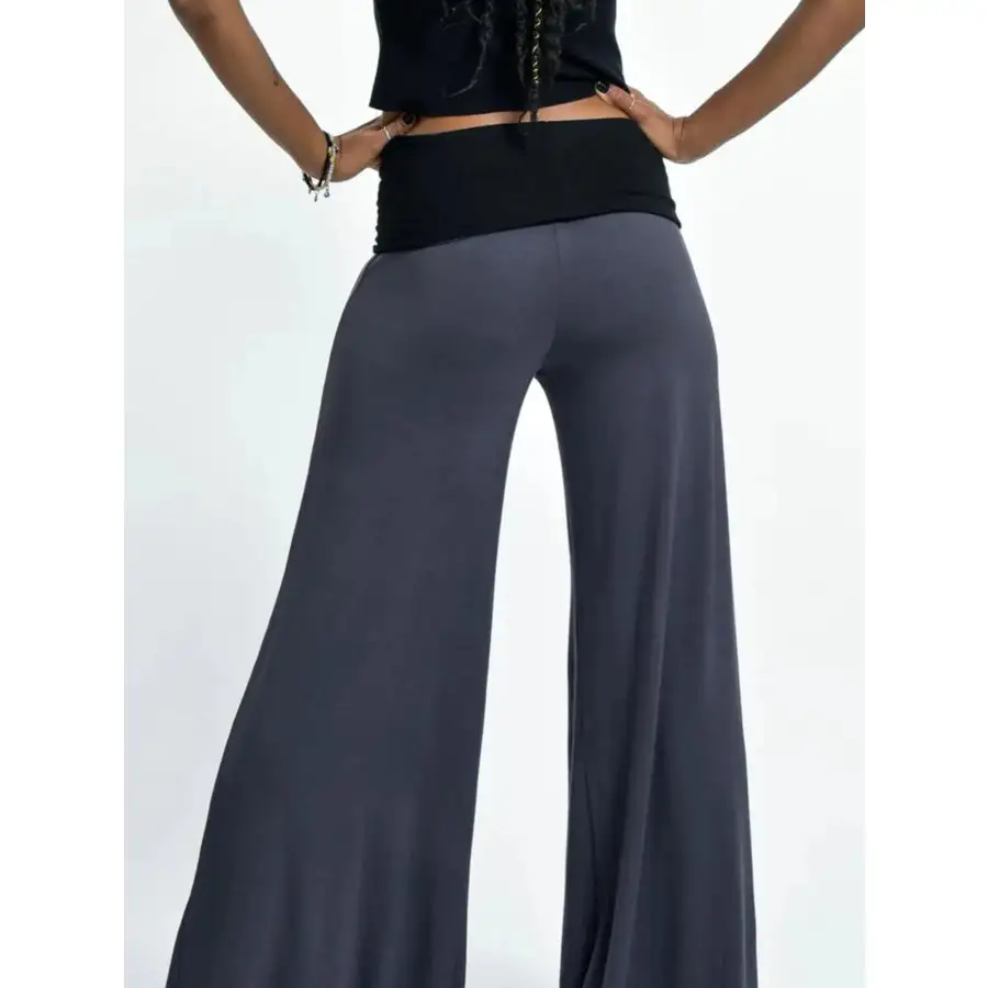 High Waisted Wide Leg Yoga Pants with Contrast Waistband