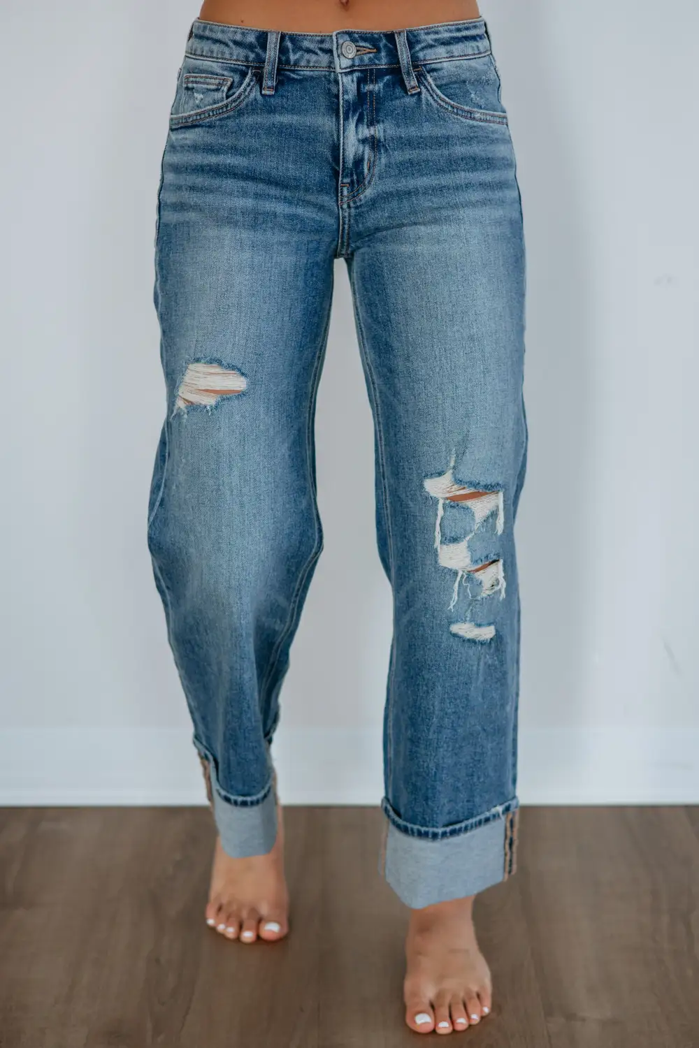 Women's Mid Rise Wide Leg Cropped Jeans