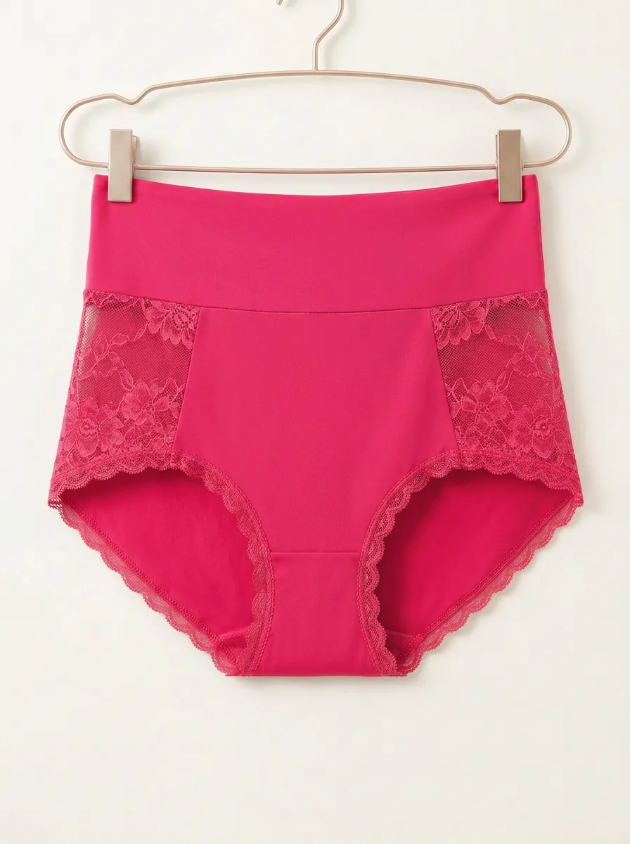 Essential High-Waisted Floral-Lace Lace-Trimmed Briefs