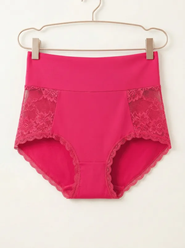 Essential High-Waisted Floral-Lace Lace-Trimmed Briefs