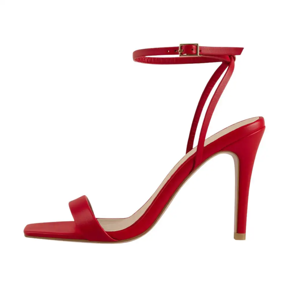 Square Toe Ankle Strap Stiletto Modern Sandals