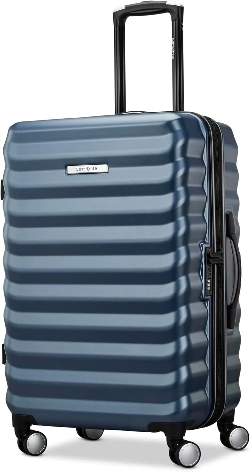 Samsonite Hard-Sided 28-Inch Lightweight Checked Large Expandable Element Suitcase: Durable, 360° Spinner Wheels, Adjustable Telescopic Handle, TSA-Approved Lock - Alpine Black