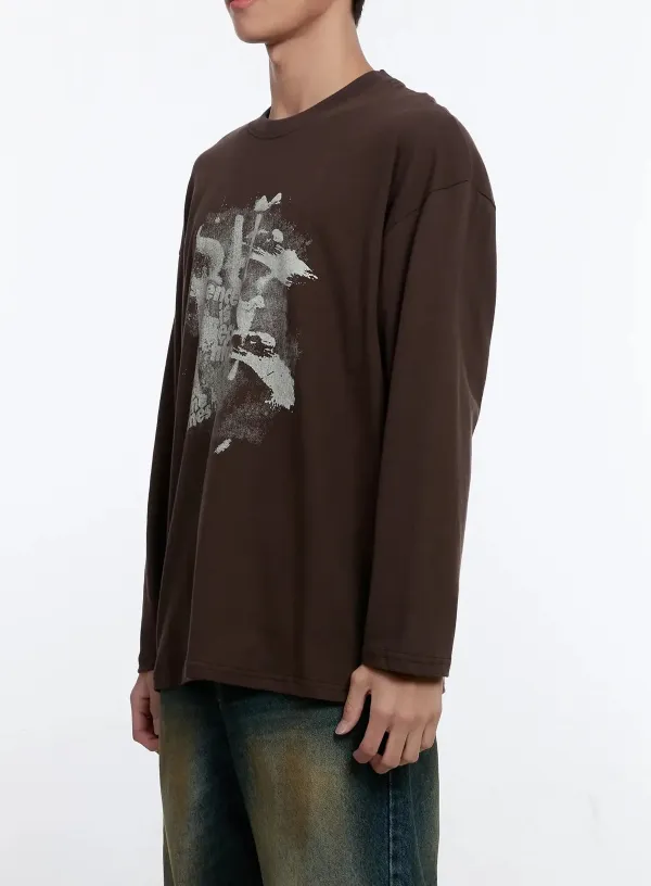 Men's Retro Print Long Sleeve Tee