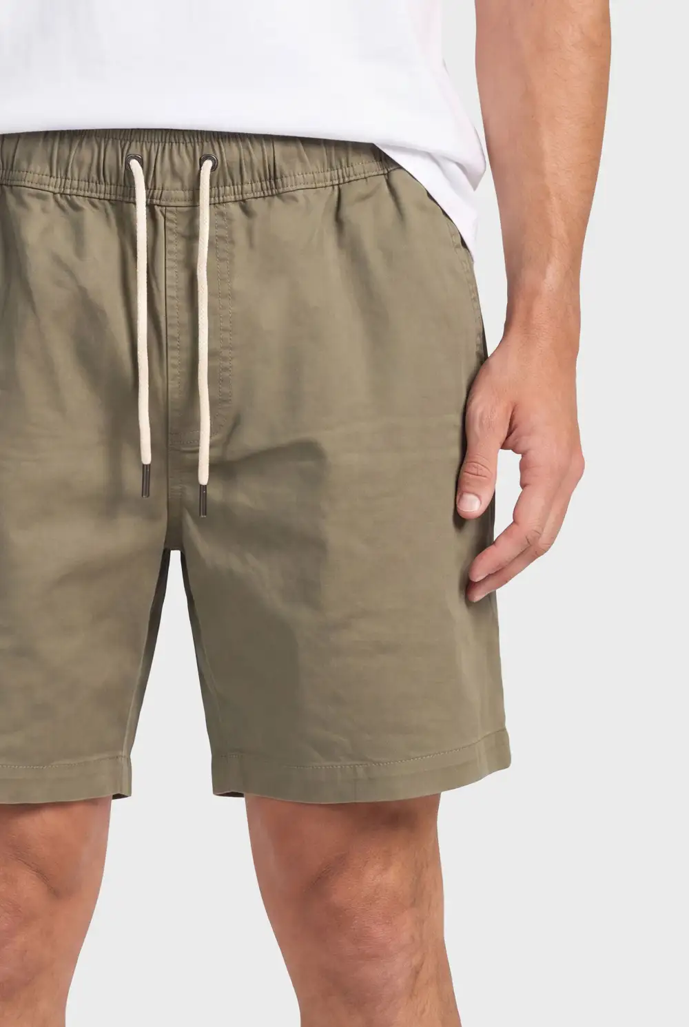 Pocketed Drawstring Twill Shorts