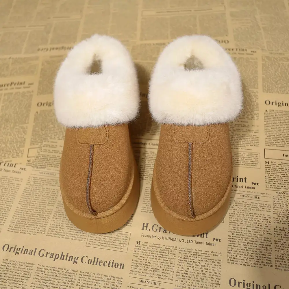 Fuzzy Trim Platform Boots