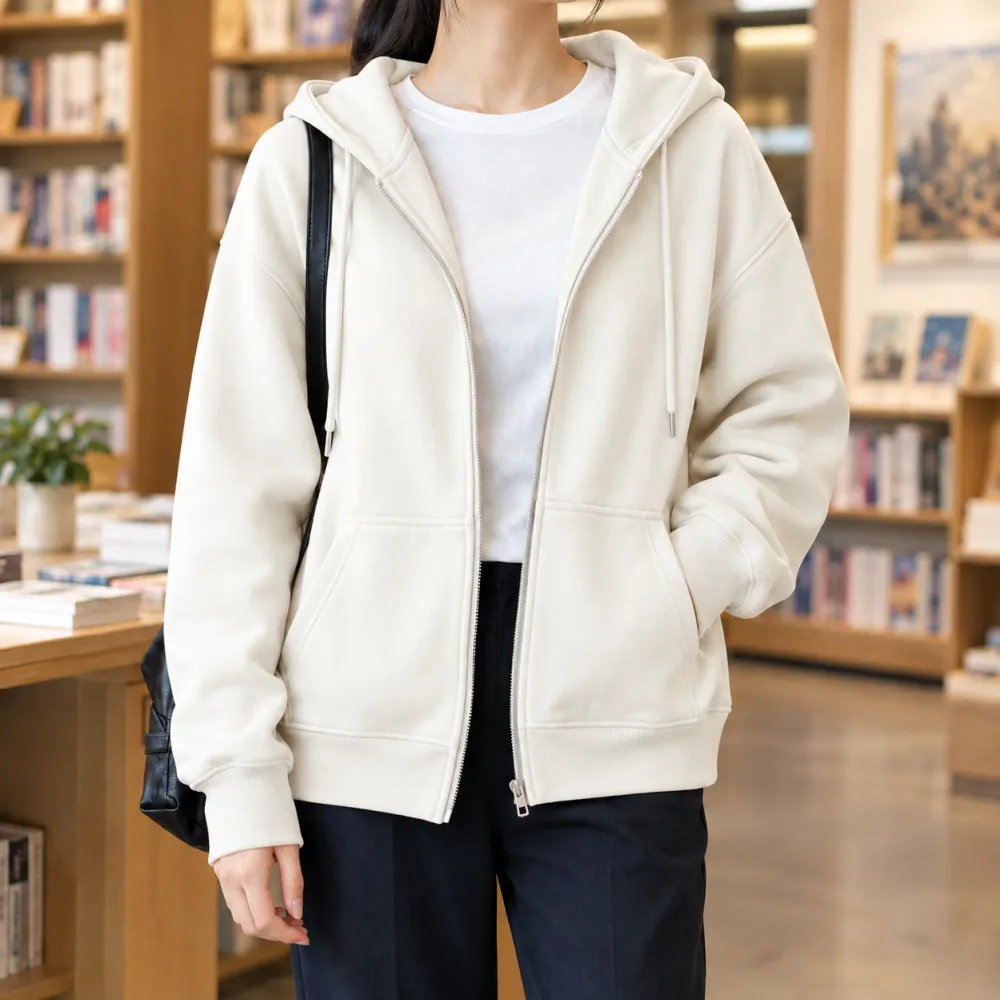 Relaxed Zip-Front Hoodie