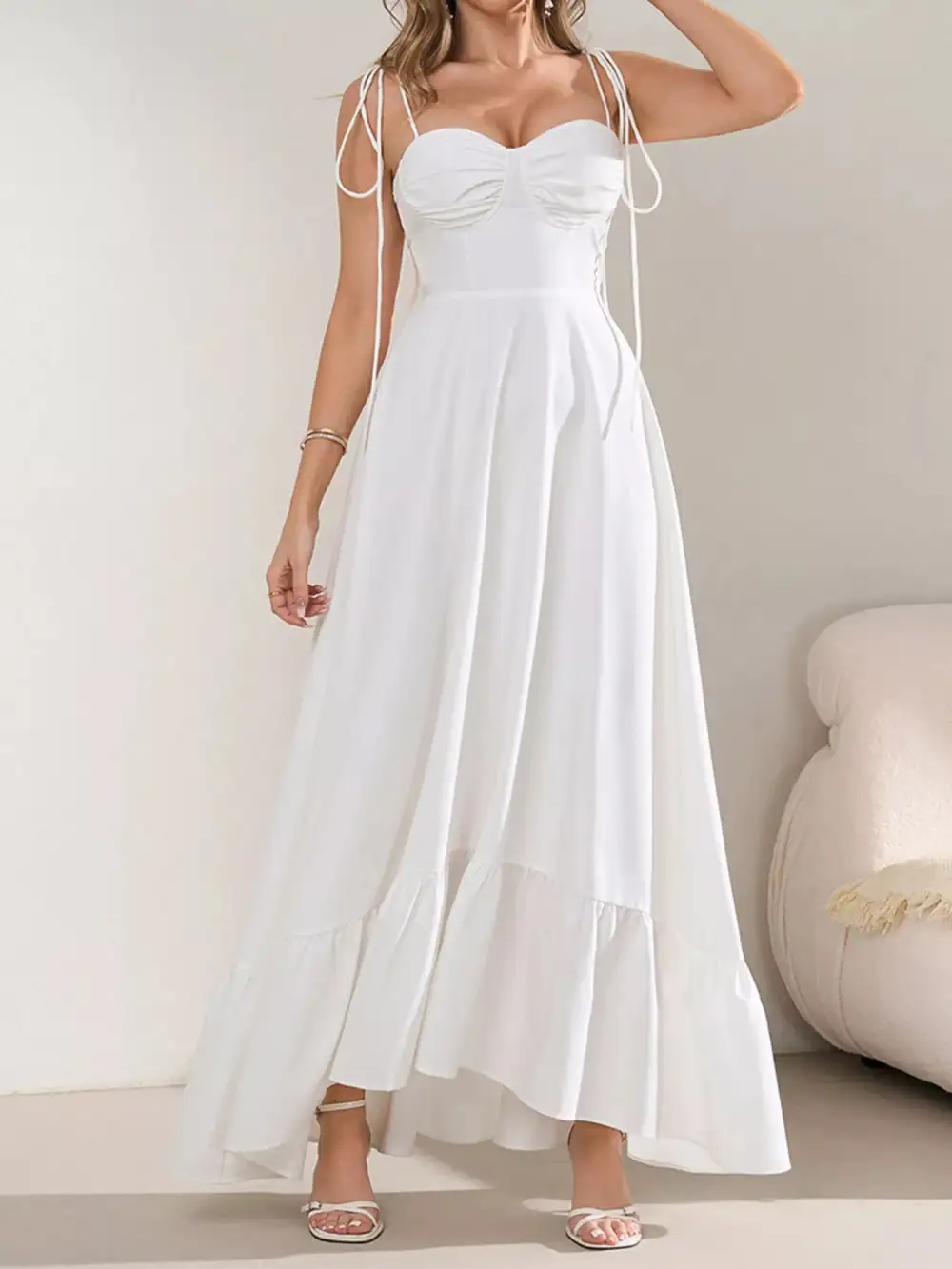 Structured Shape Ruffle Maxi Dress