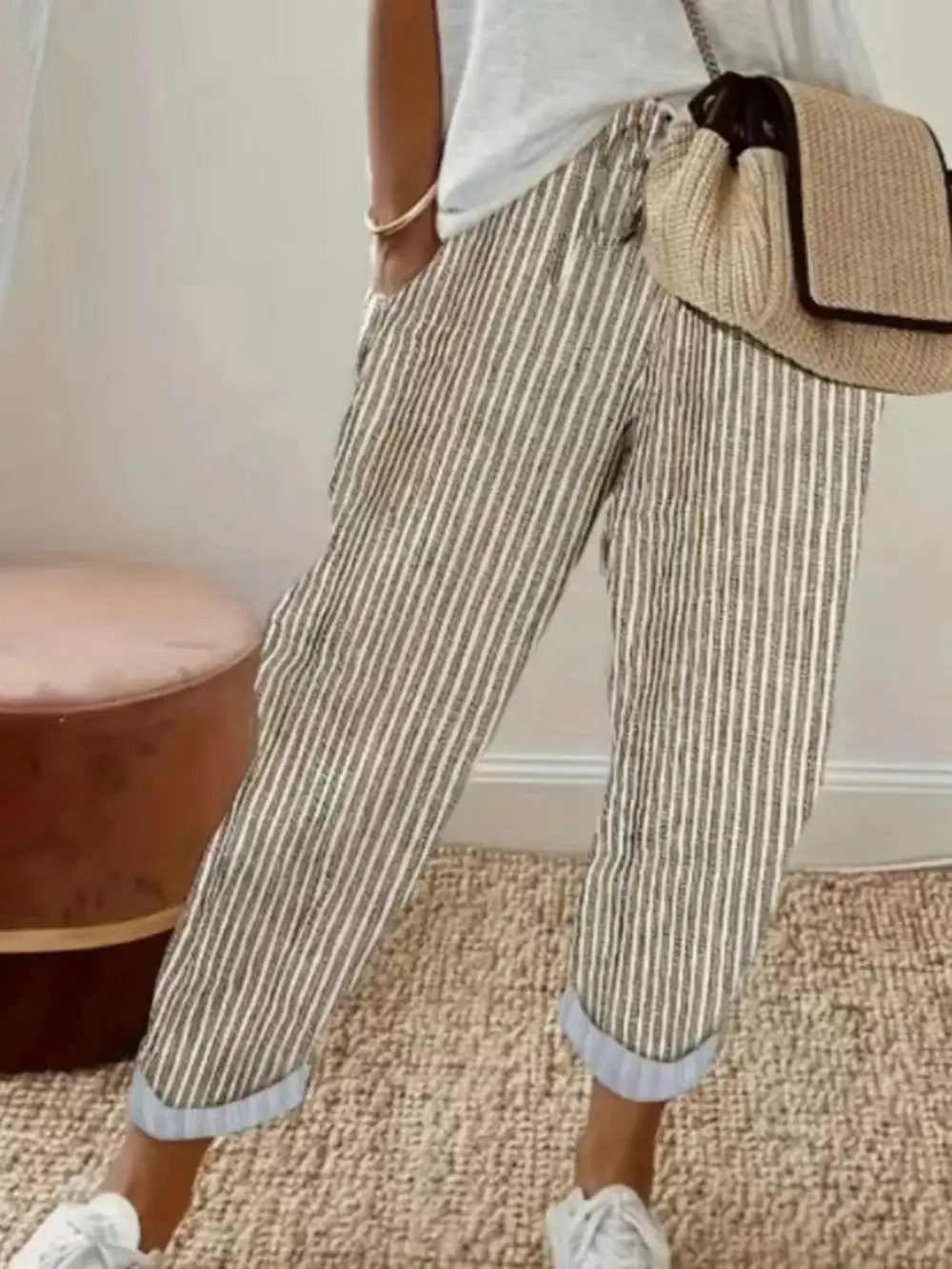 Striped Cropped Pants