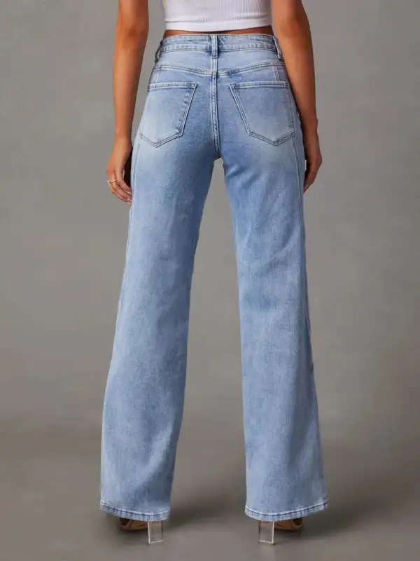 High Waist Straight Jeans With Pockets