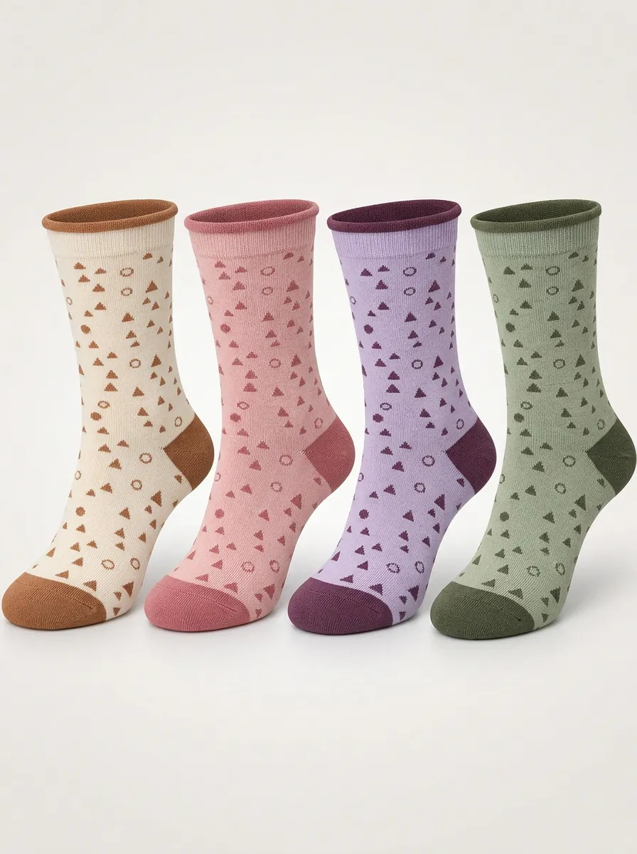 Triangle and Circle Pattern Crew Sock Collection