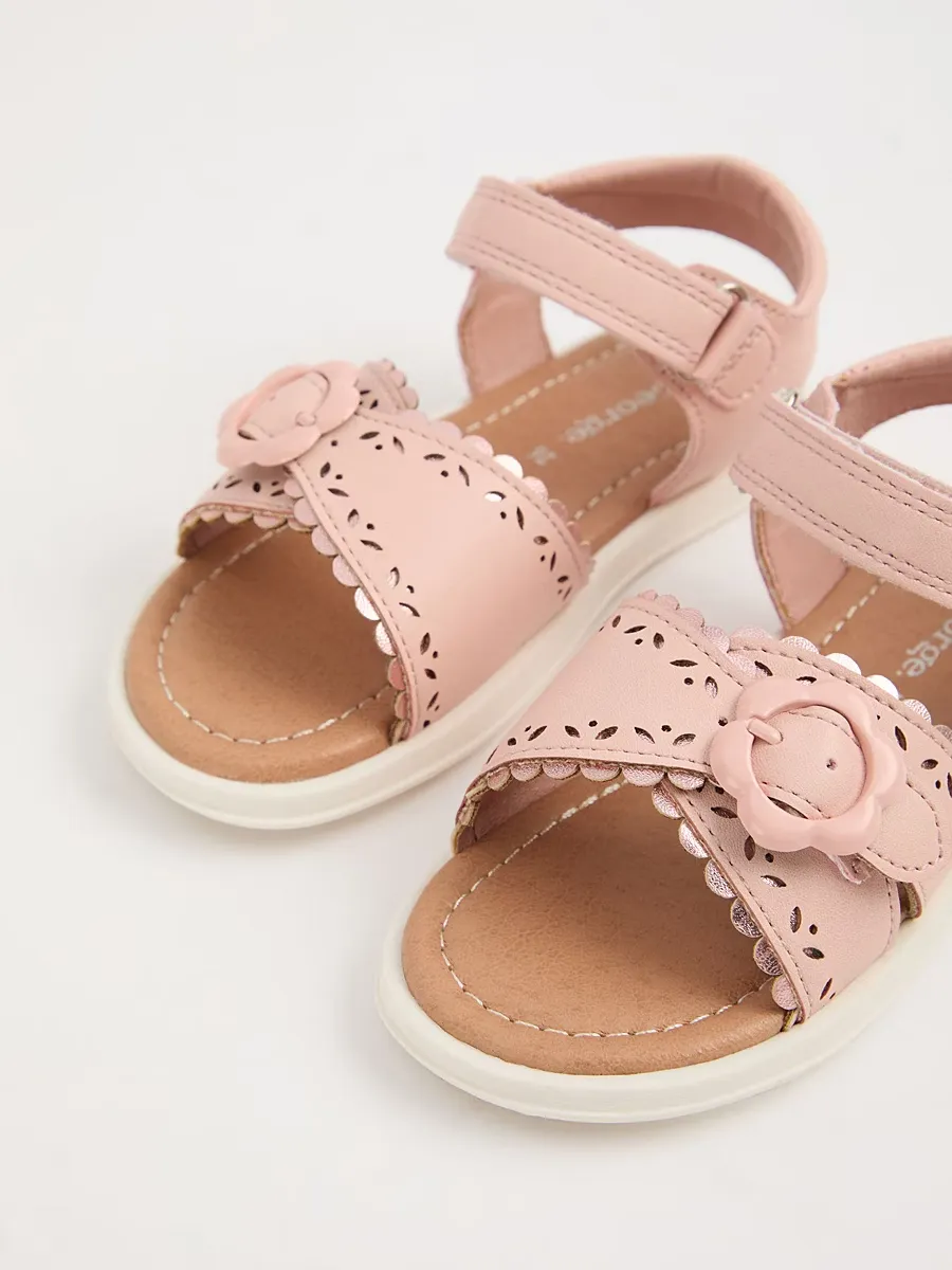 Pink Heart Buckle Sandals