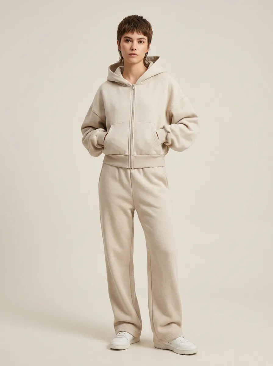 Unisex Contemporary Hooded Zip Minimalist Jogger Set