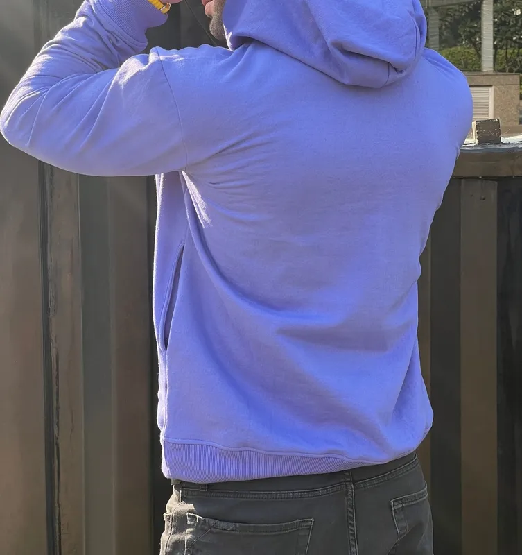 Purple Fleece Half-Zip Casual Hoodie