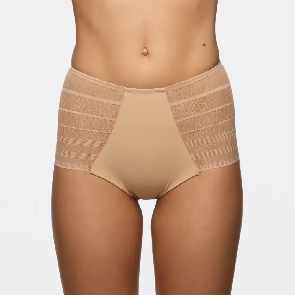 Women's Seamless Elastic Waistband Mesh Striped Shaping Supportive Fit Brief Panty