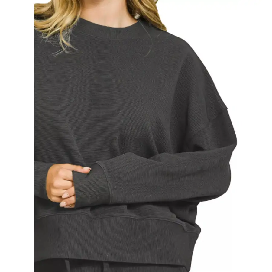 Relaxed Ribbed Round Neck Pullover and Shorts Set