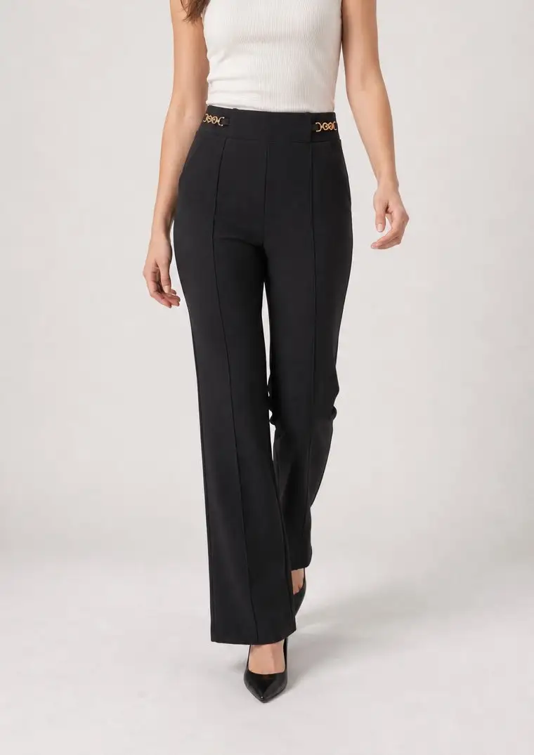 Wide Leg Chain Detail Trousers