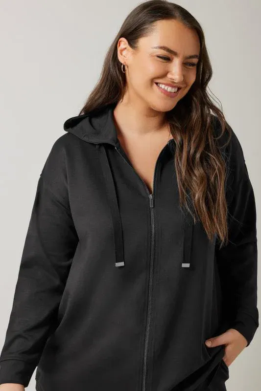Black Luxe Zip Through Hoodie