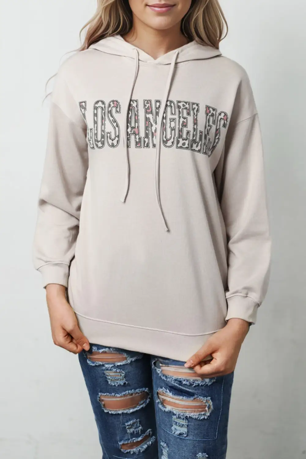 Leopard Letter Graphic Hooded Top