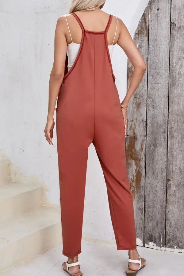 Flame Side Pockets Harem Sleeveless V Pants