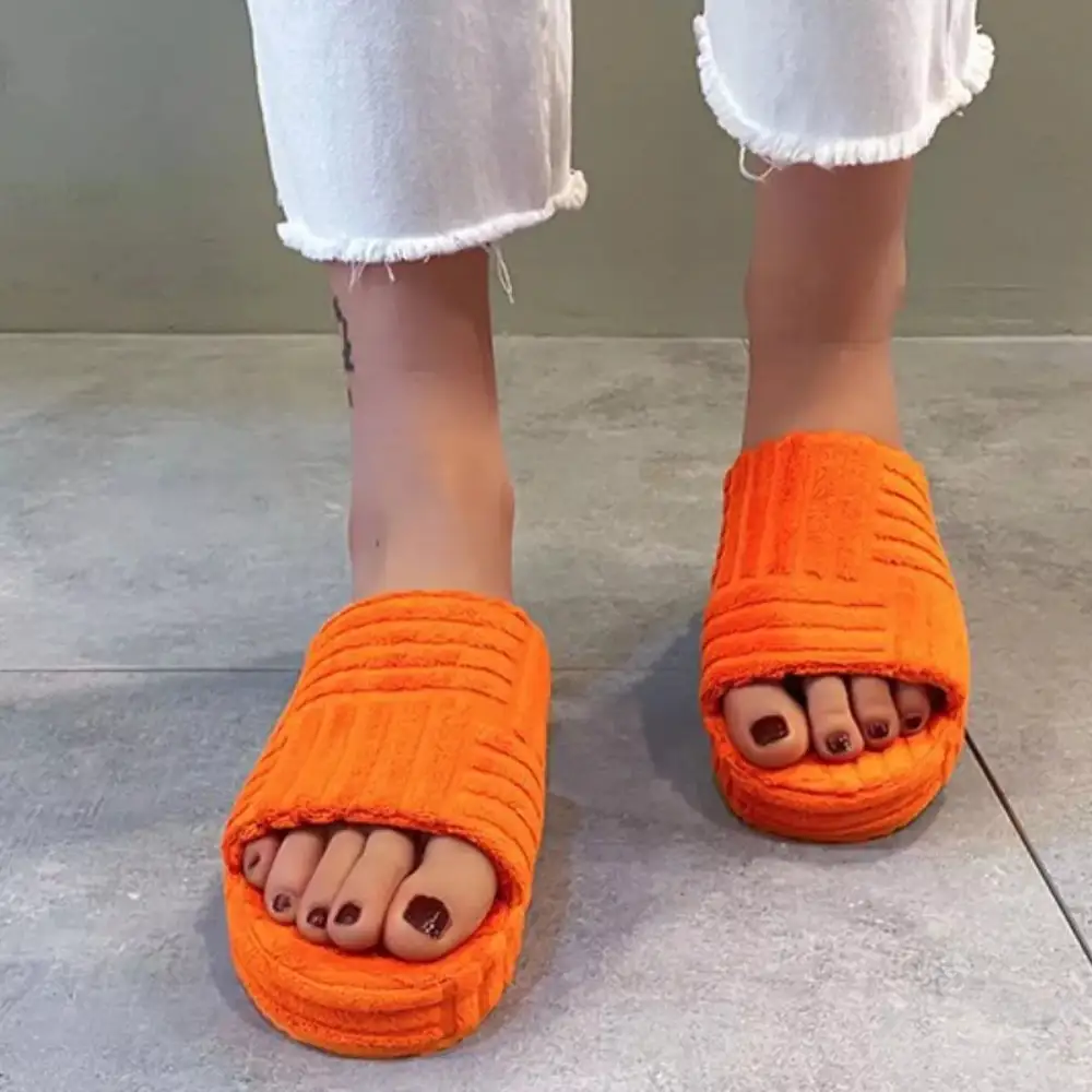 Refined Open Toe Platform Slippers