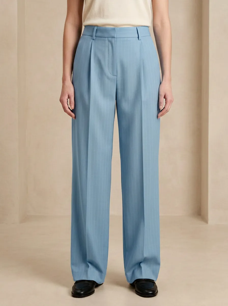 Modern Pinstripe High Rise Wide Leg Pants