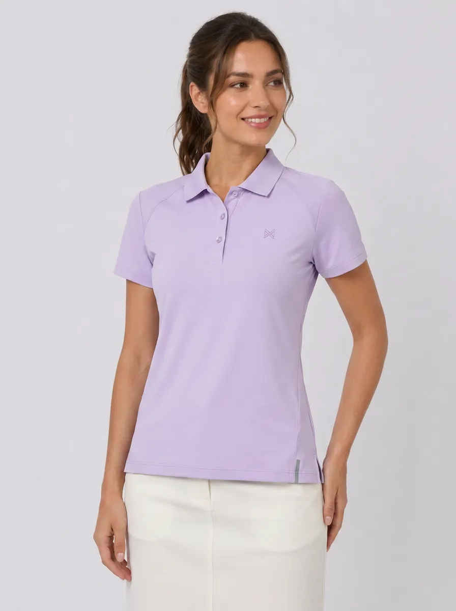 Women's Casual Sporty Lavender Embroidered Logo Polo Shirt