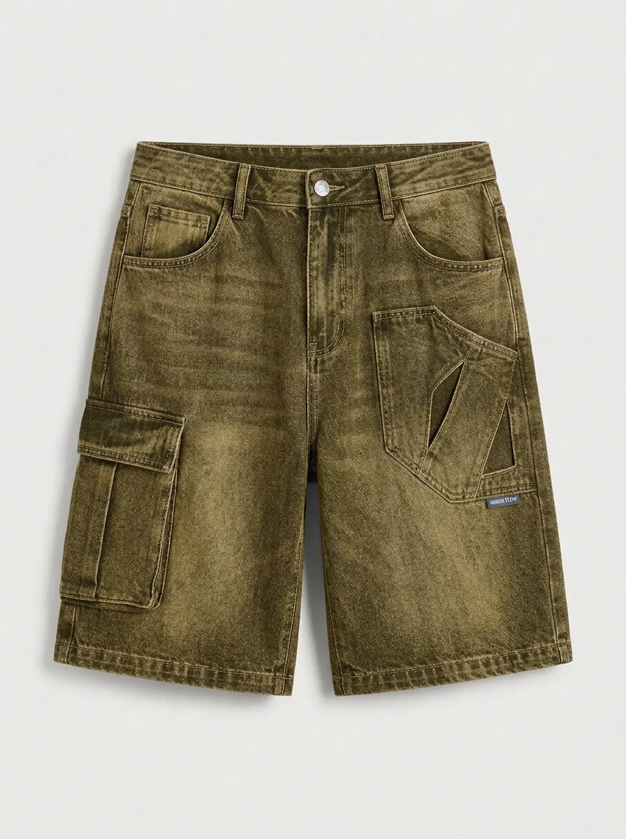 Utility Cargo Denim Washed Men's Cargo Shorts