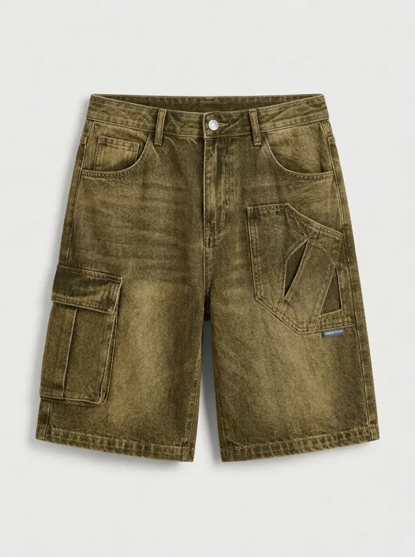 Utility Cargo Denim Washed Men's Cargo Shorts