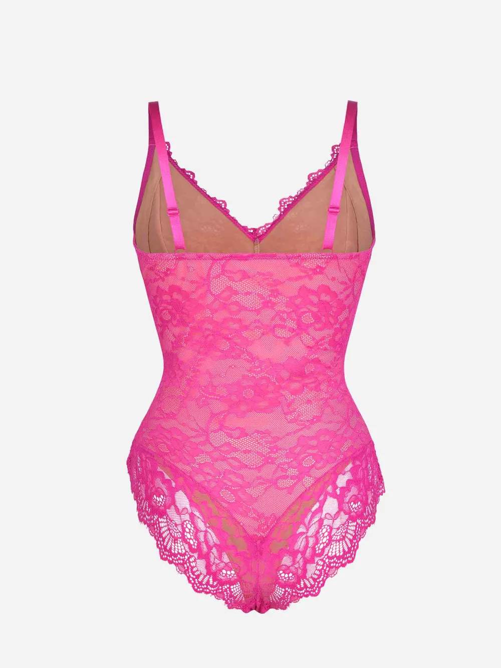 V Neck Lace Trim Shaping Bodysuit