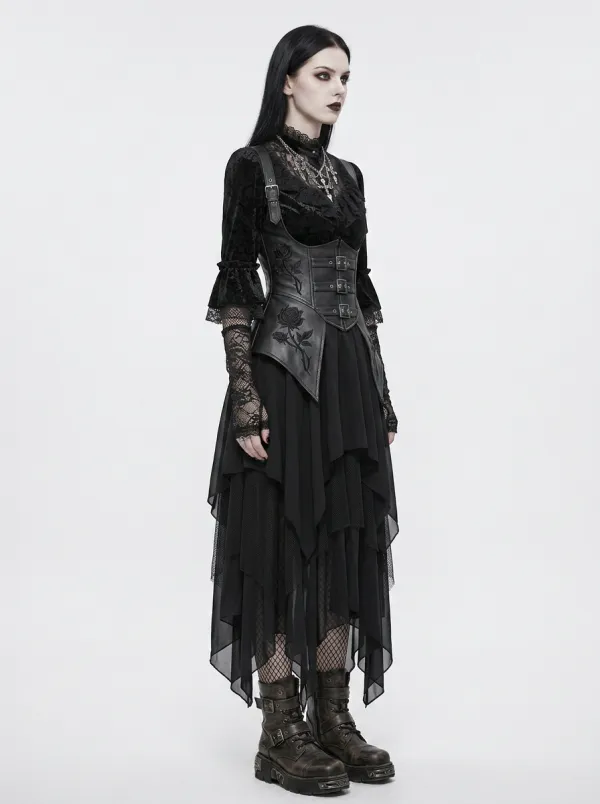Women's Gothic Rose Corset Embroidered Printed Top