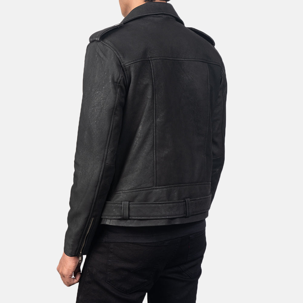 Men's Modern Biker Leather Distressed Jacket